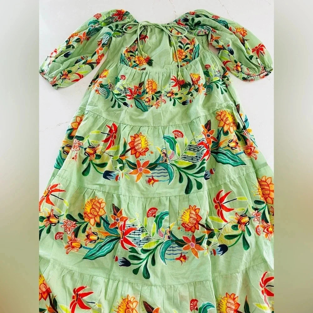 Farm Rio x Anthropologie Off-The-Shoulder Tiered Floral Midi Dress | NEW | XXS - Picture 4 of 11